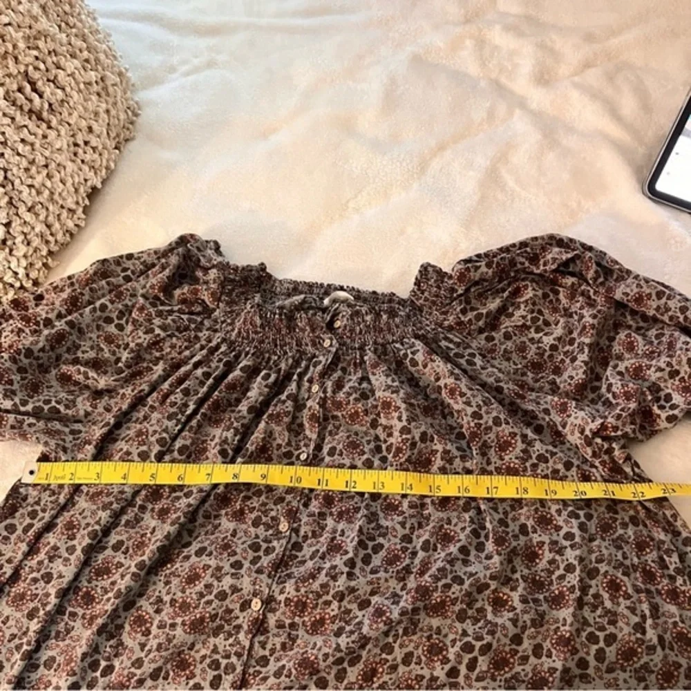 INTIMATELY FREE PEOPLE Brown Floral Button Down Tunic Dress Size‎ Small